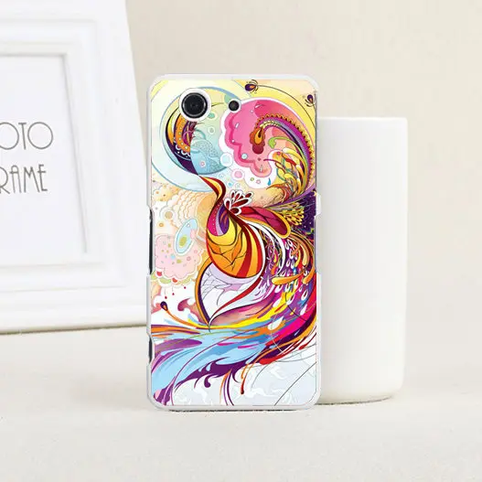 Colorful New Fashion Painting Transparent side Back Cover Cell Phone Case for Sony Xperia Z3 Compact / mini |