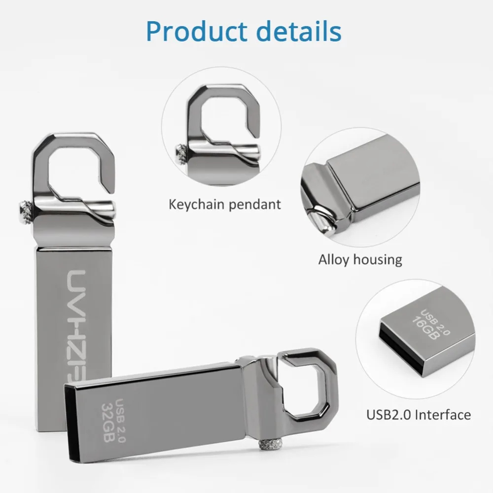 Металлические флеш накопители LEIZHAN USB 2 0 накопитель 64 ГБ 32 16 8 4 Гб серебристая