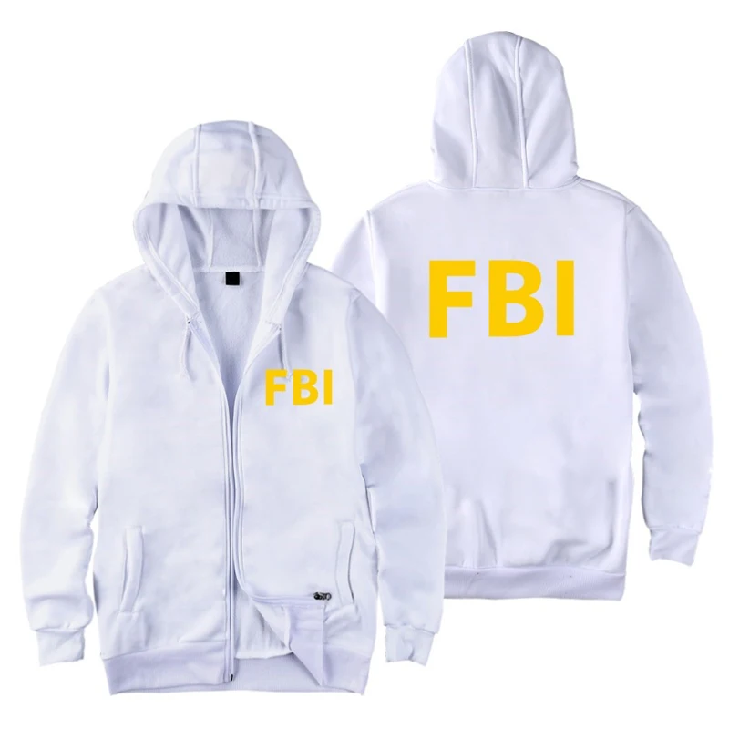 Толстовка унисекс на молнии с длинным рукавом толстовка капюшоном и принтом FBI