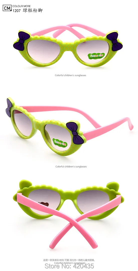 Free Shipping High Quality Anti-UV 400 Protective Eyewear Sunglasses Children Kids Boys Girls Colorful Cartoon Bow Glasses sg175 |