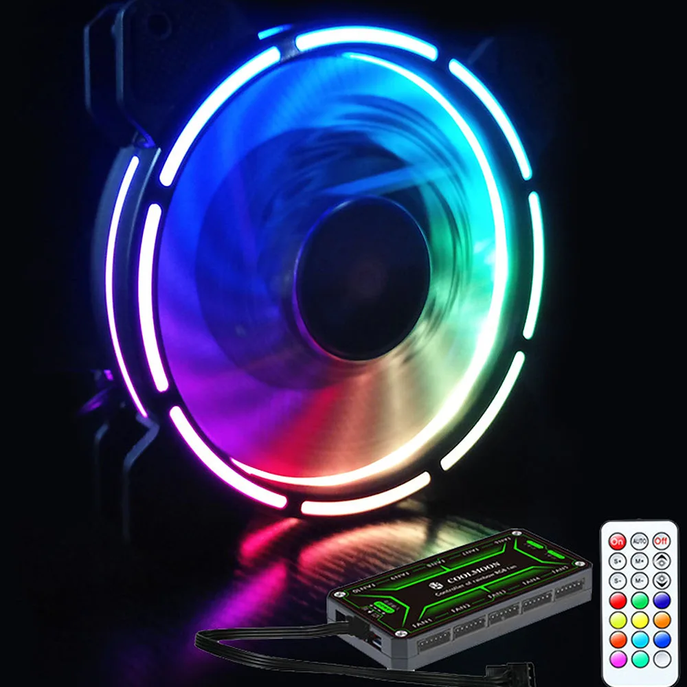 Горячая Распродажа RGB вентилятор шасси 12 см настольный охлаждающий цветной