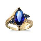 Женские свадебные кольца высокого качества с австрийскими голубыми кристаллами золотого цвета, вечерние Обручальные кольца Anel Bijoux на Рождество