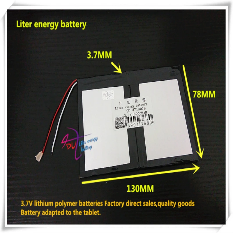 

3,7 в 6000 мАч 3713078 полимерный литий-ионный/литий-ионный аккумулятор для планшетного ПК сотового телефона динамика