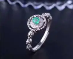 Platinum Plated Винтажное натуральное обручальное кольцо с изумрудом 3,5 мм круглое безупречное натуральное изумруд обручальное кольцо Твердое Серебро 925 изумруд Драгоценное кольцо - Цвет камня: Platinum Plated