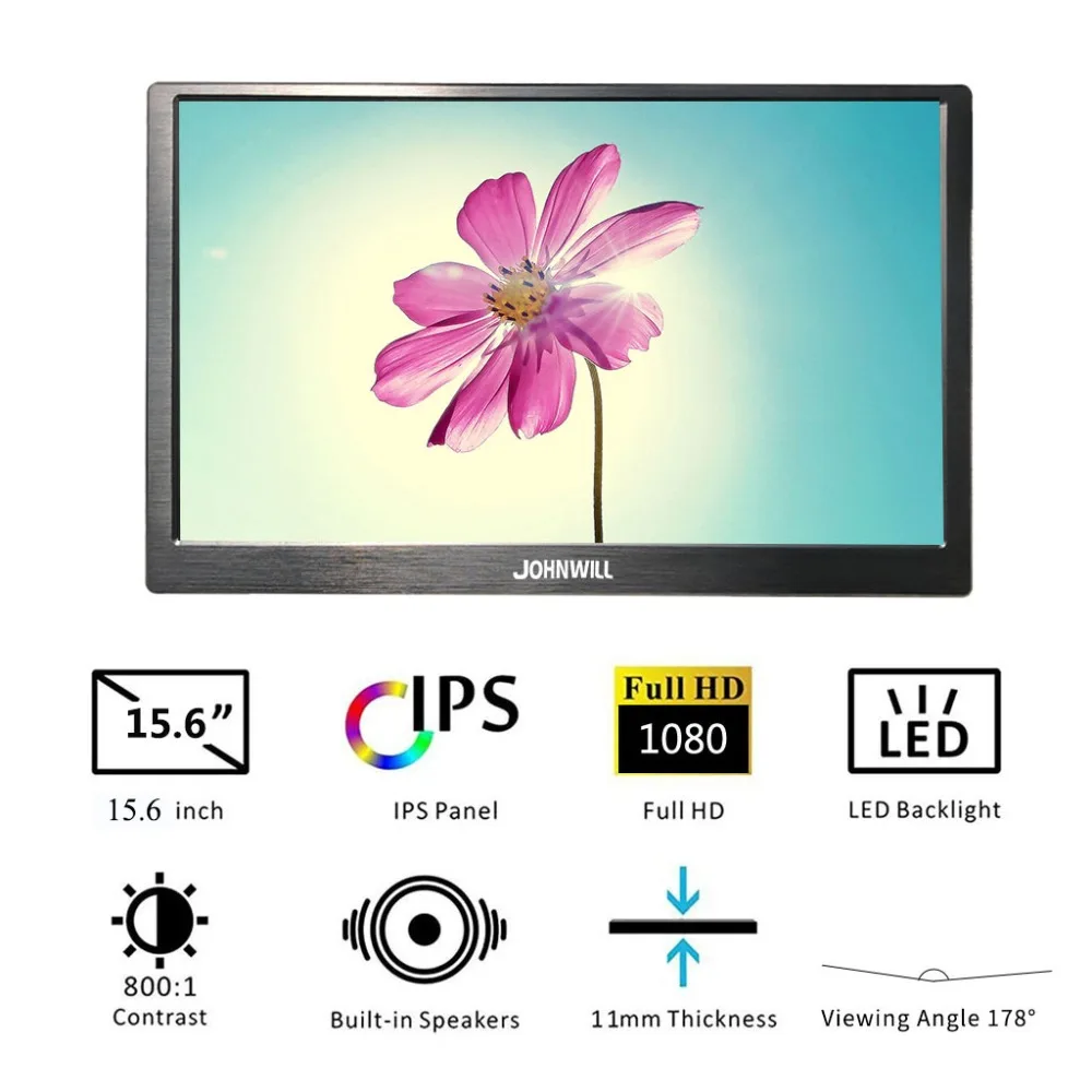Портативный 1920x1080 HD 15,6 дюймов PS4 ips hdmi ультратонкий ЖК-дисплей USB 5 в источник питания для переключения камеры компьютера офиса малиновый пирог