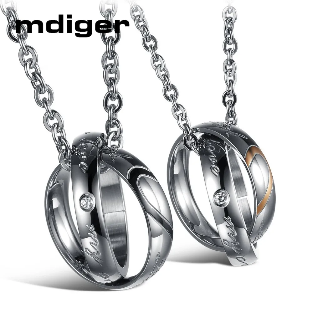 Модный кулон из титановой стали Любовь головоломка стальная цепь ожерелье
