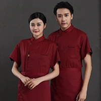 chef service jacket hotel working wear restaurant work clothes tooling uniform cook tops summer breathable overalls wholesale