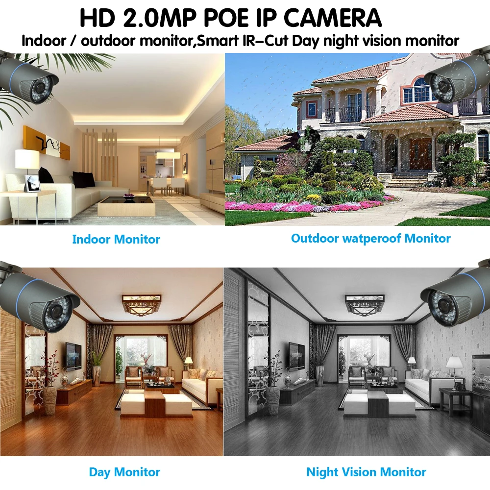 HKIXDISTE 4CH 1080P IEEE802.3af 48В POE NVR CCTV система 2MP наружная Водонепроницаемая ip-камера