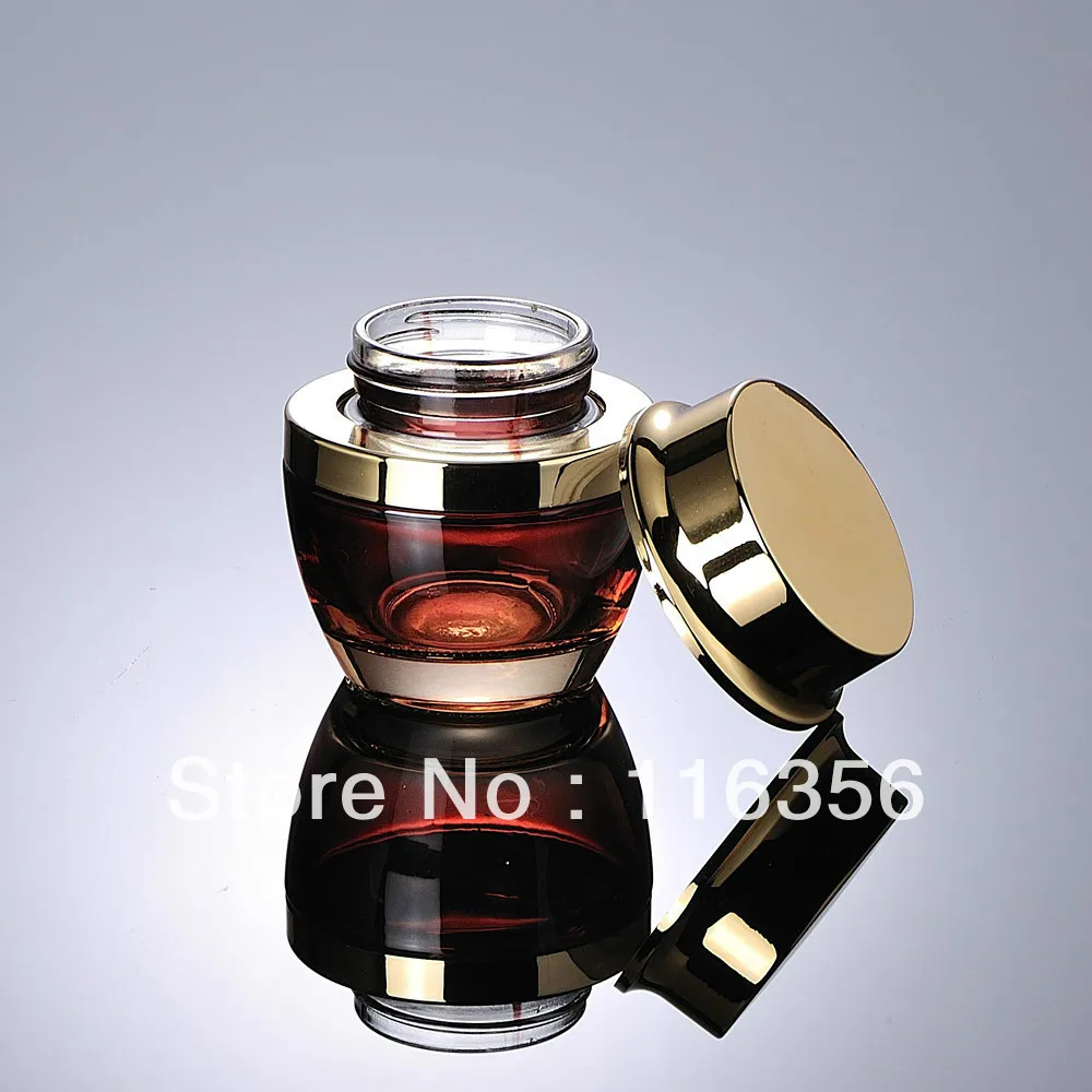 30 г красная стеклянная банка для крема с золотой крышкой косметической