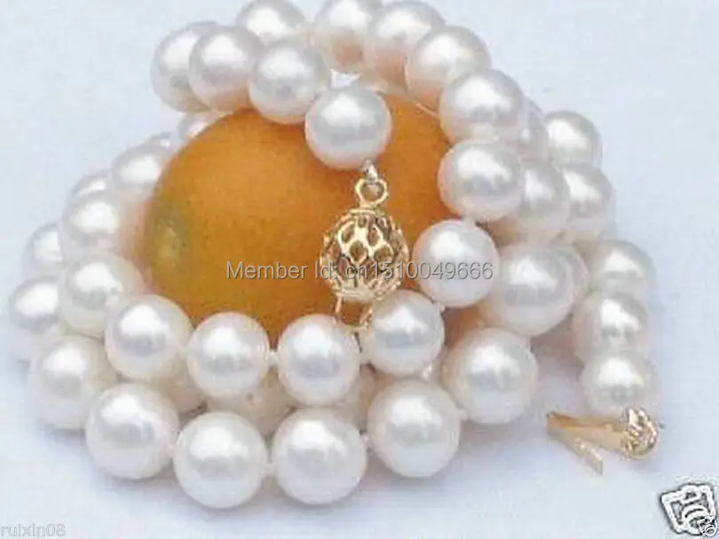 

FREE SHIPPING>>Charming!8-9mm White Cultured Pearl Necklace 18"