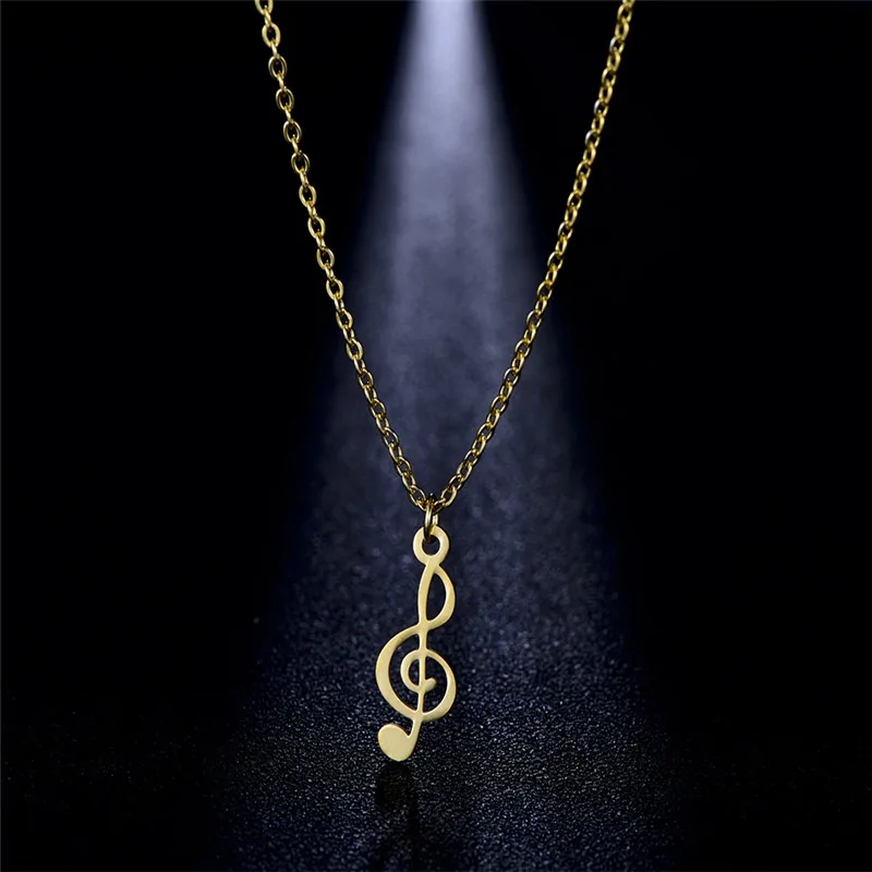 

Simple Cartoon Music Note Choker Necklace Women Charm Fashion Music Note Stainless Steel Pendant Necklace Collares Jewelry 2019