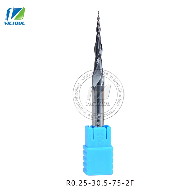 

Концевая фреза R0.25 * D6 * 30,5 * 75L * 2F HRC55, вольфрамовое твердое Карбидное покрытие, коническая шариковая сферическая фреза типа cnc, 2 шт./партия