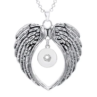 hot 6676mm angel wing snap pendant necklace fit 20mm snap buttons fashion diy fittings necklace wholesale xl0057