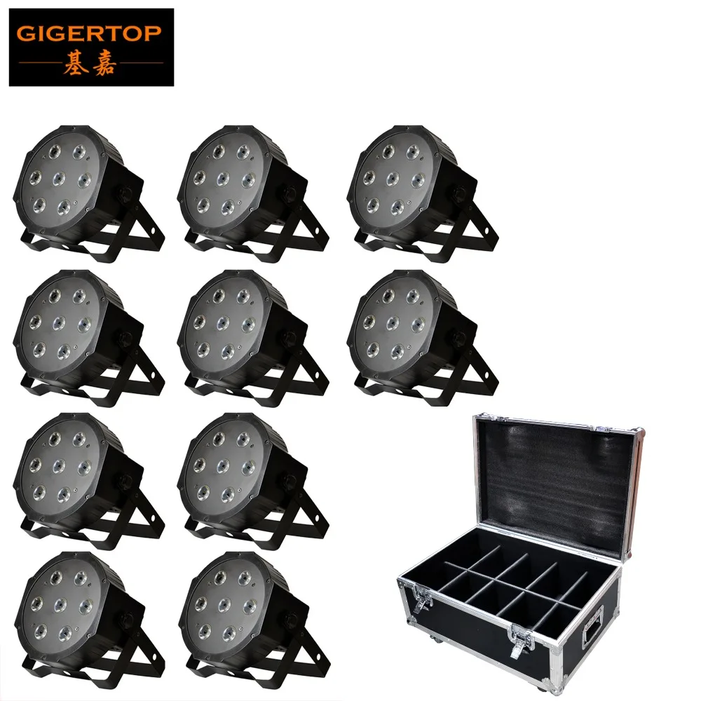 

Freeshipping 7 x 12W RGBW Plastic Case Stage Lighting Flat Led Par Light 4CH 8CH DMX Control Mini Par Cans 90W 10IN1 Flightcase