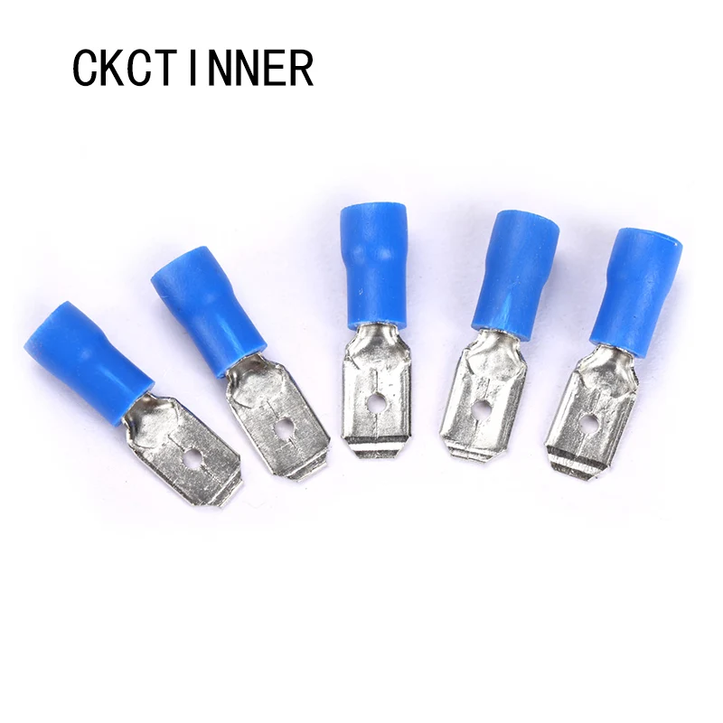 100pcs 50pcs FDFD2-250 MDD2-250 6 3mm azul 16-14AWG conector de Cableado aislado Terminal crimpado Spade | Обустройство дома