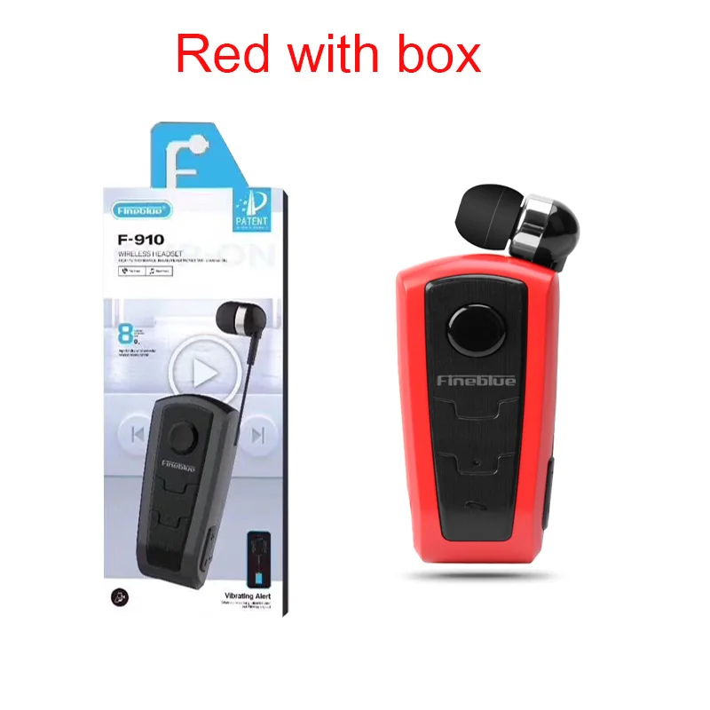 Red with box Настоящие Fineblue F910 Беспроводные Bluetooth V4.0 наушники-вкладыши Вибрационный оповещение износ клип наушник Hands-Free для смартфонов - Цвет: Red with box