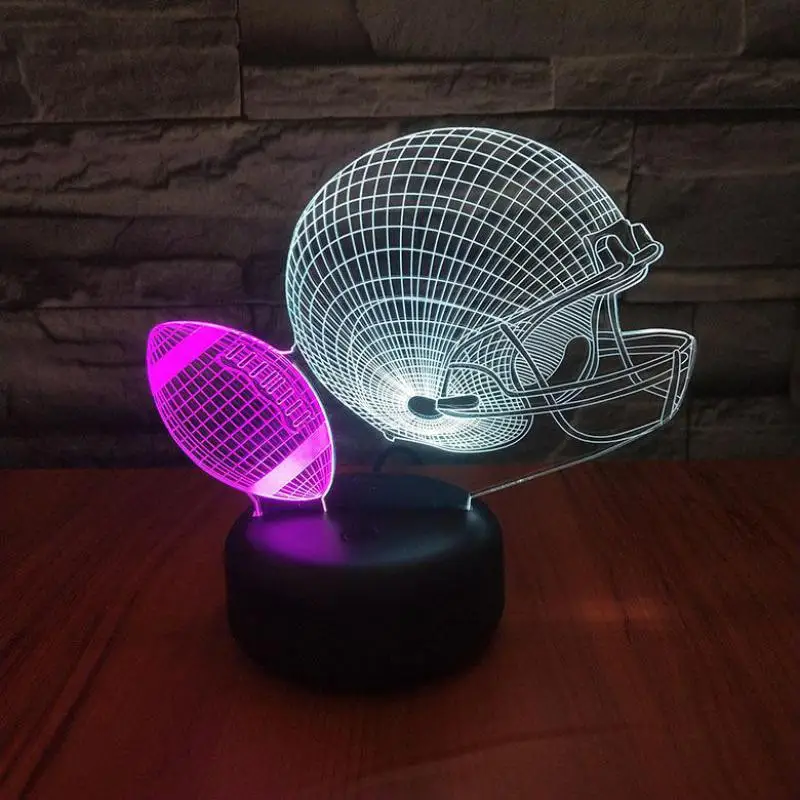 

New Rugby Helmet 3d Vision Nightlight Creative Colorful Touch Charging Moderne Desk Lamp Led Stereo Gift Lighting Table Lamp