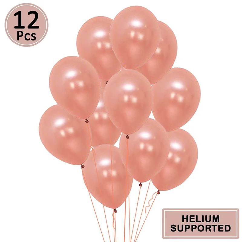 12pcs rose gold Розовое золото фольга, латекс воздушные шары с днем рождения украшения для вечеринки сделанные своими руками детские дети мальчик девочка взрослый 1 1 2 4 6 18 30 21-й год поставки - Цвет: 12pcs rose gold