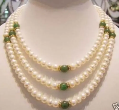 

Free shipping >>>>>>Genuine 7-8 mm freshwater pearl and green necklace