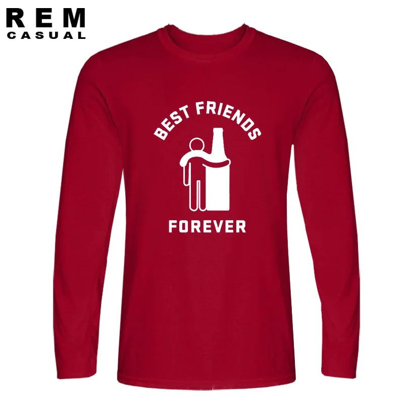 

New Arrived men boy casual best friends forever homme t-shirt cotton tops tees t shirt plus fashion long sleeve