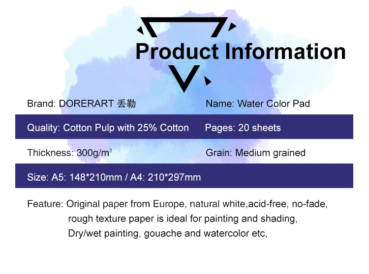 DORERART 300gsm профессиональная Акварельная бумага 25% хлопок 20 листов ручная роспись водорастворимые книги офисные школьные товары для рукоделия