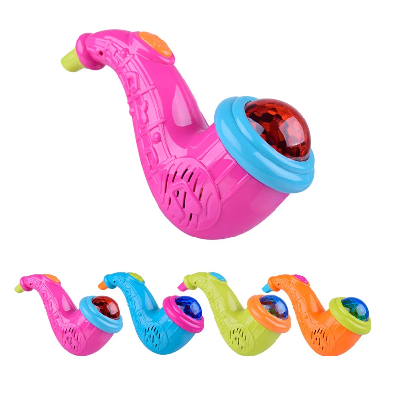 Новый милый Sax светодиодный сверкающий музыкальный игрушечный прожектор детей