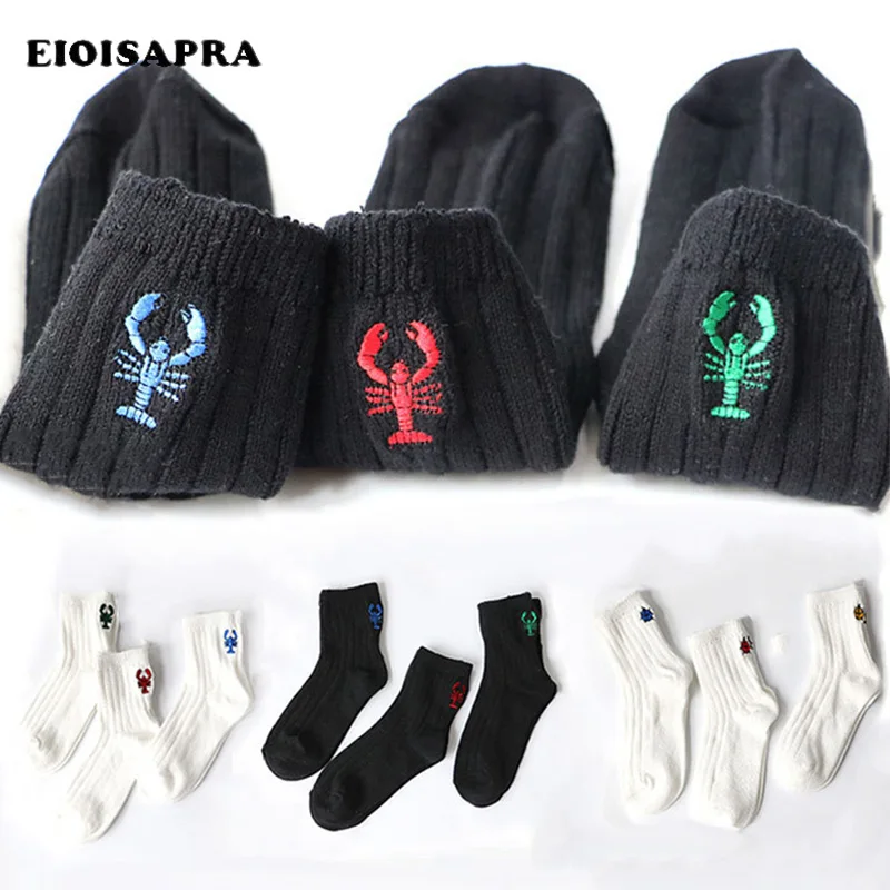 Милые женские носки [EIOISAPRA] с вышивкой и принтом Лобстер/червя японские теплые