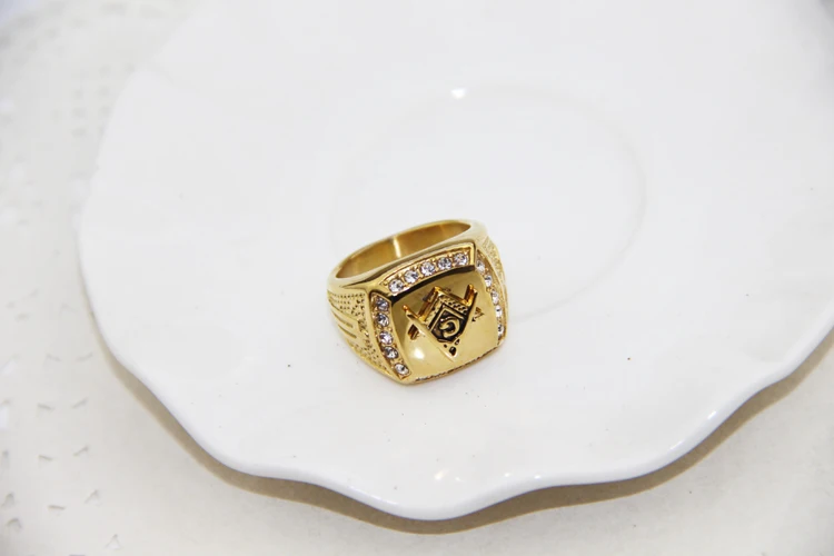 Кольца для мужчин и женщин модные украшения с кристаллами золотые масонские