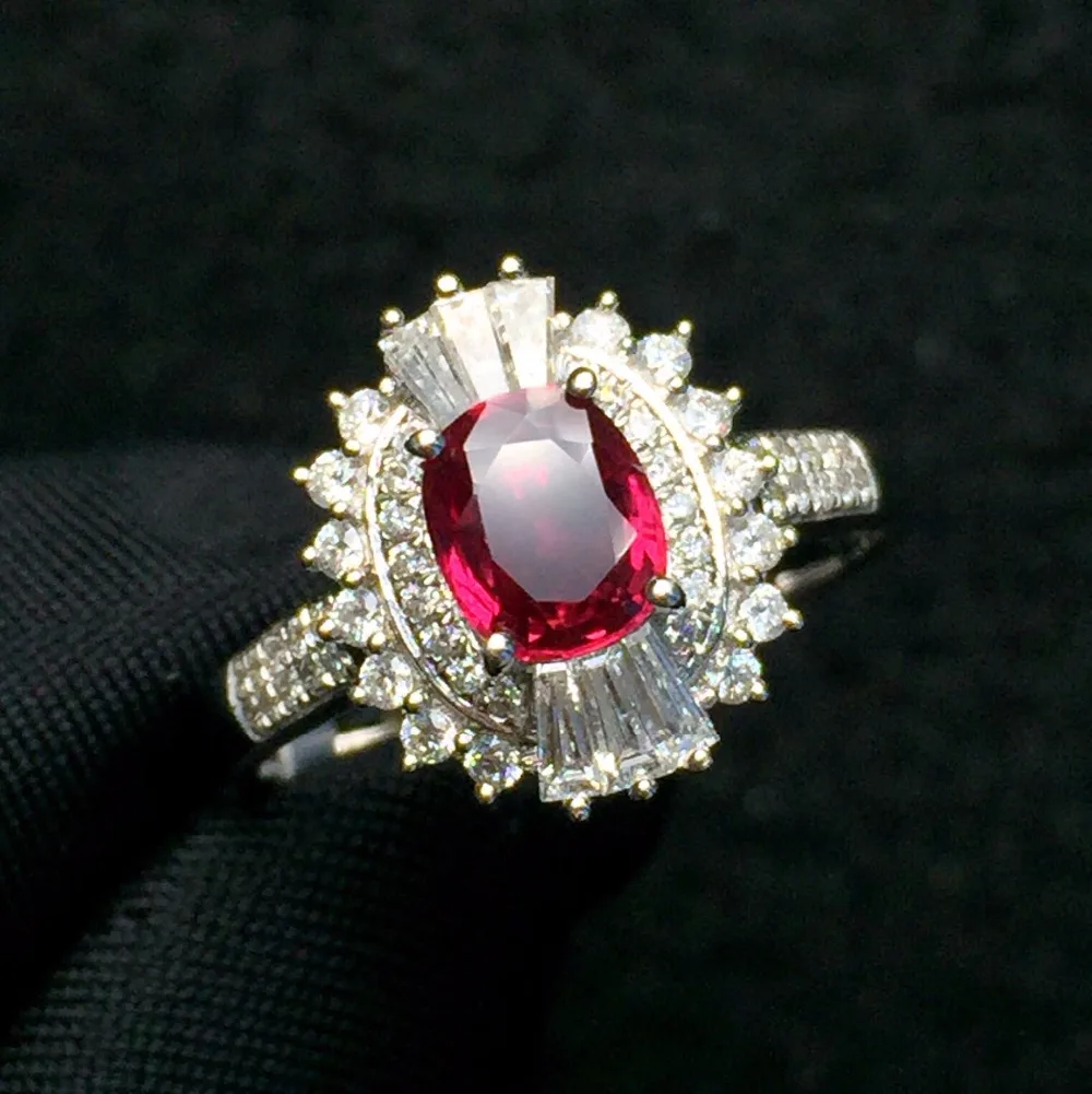 Ювелирные украшения из чистого золота 18 К Настоящее натуральное 0.9ct красное