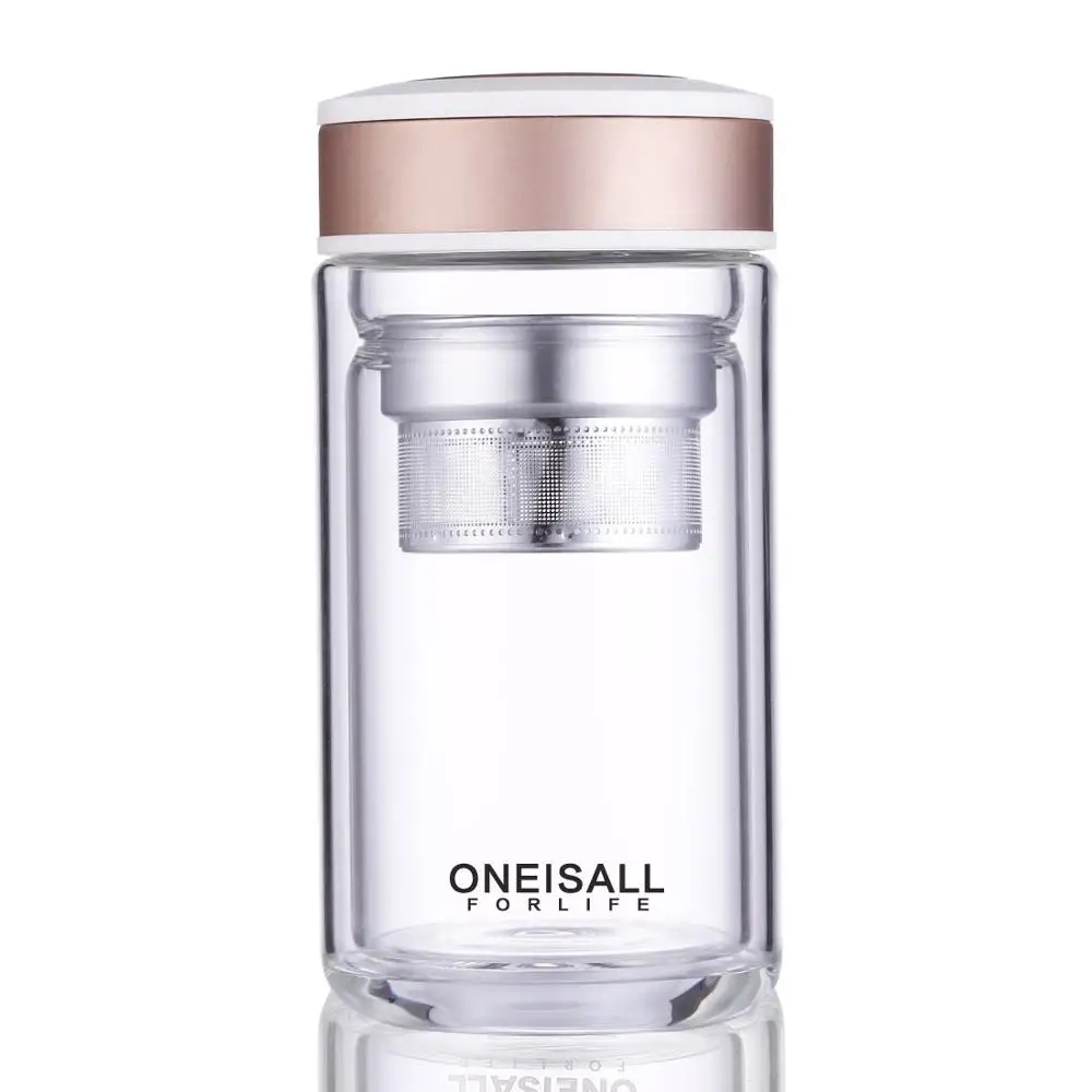 golden Стеклянная бутылка с двойными стенками 320 мл My glass бутылка для воды с фильтром для чая из нержавеющей стали 304 - Цвет: golden