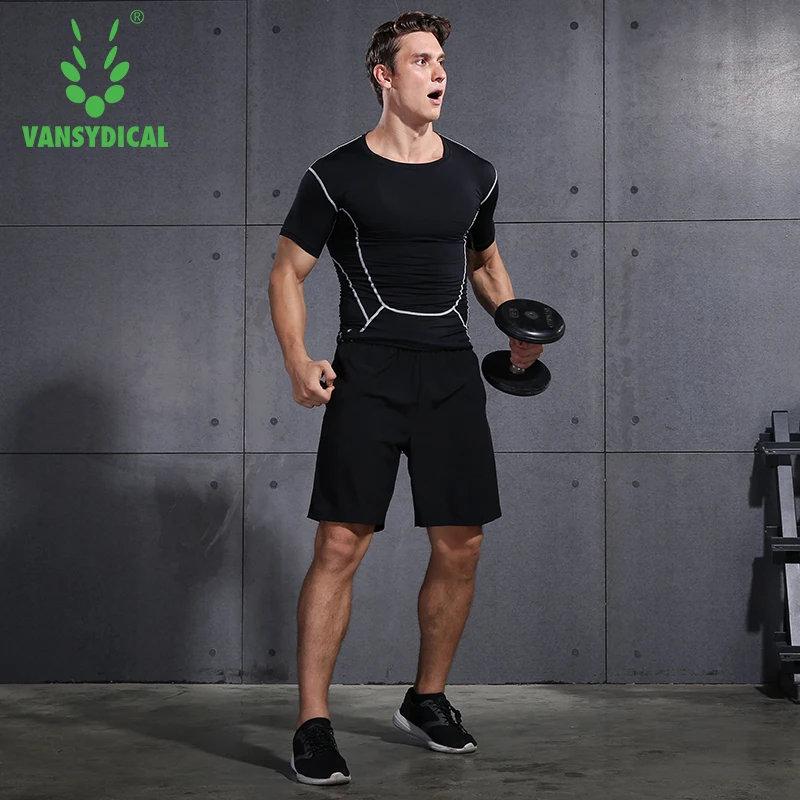 Brand Mens Sports Suits 2 Pieces Running Sets Sportswear Compression Clothes For Men Tennis Training Underwear | Спорт и развлечения