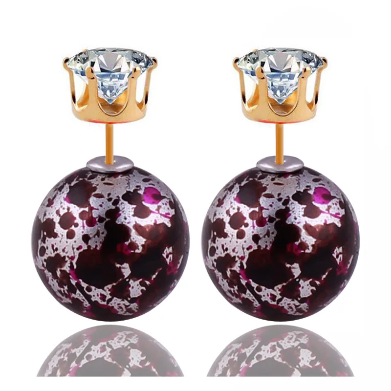 Женские серьги гвоздики с двумя жемчужинами 9 цветов|beads stud earrings|double pearl earringsfashion