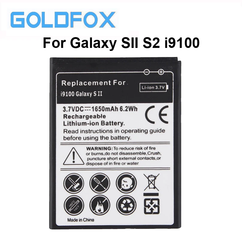 1 шт. 1650 мАч запасная аккумуляторная батарея для Samsung Galaxy S2 i9100 мобильный телефон