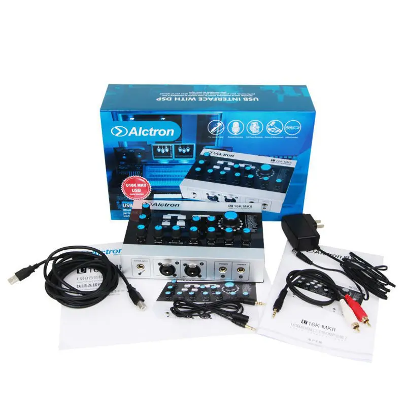 

USB Audio Recording Interface External USB Sound Card with DSP Effect ,48V Phantom Power In ,RCA Cable for Microphone Cellphone