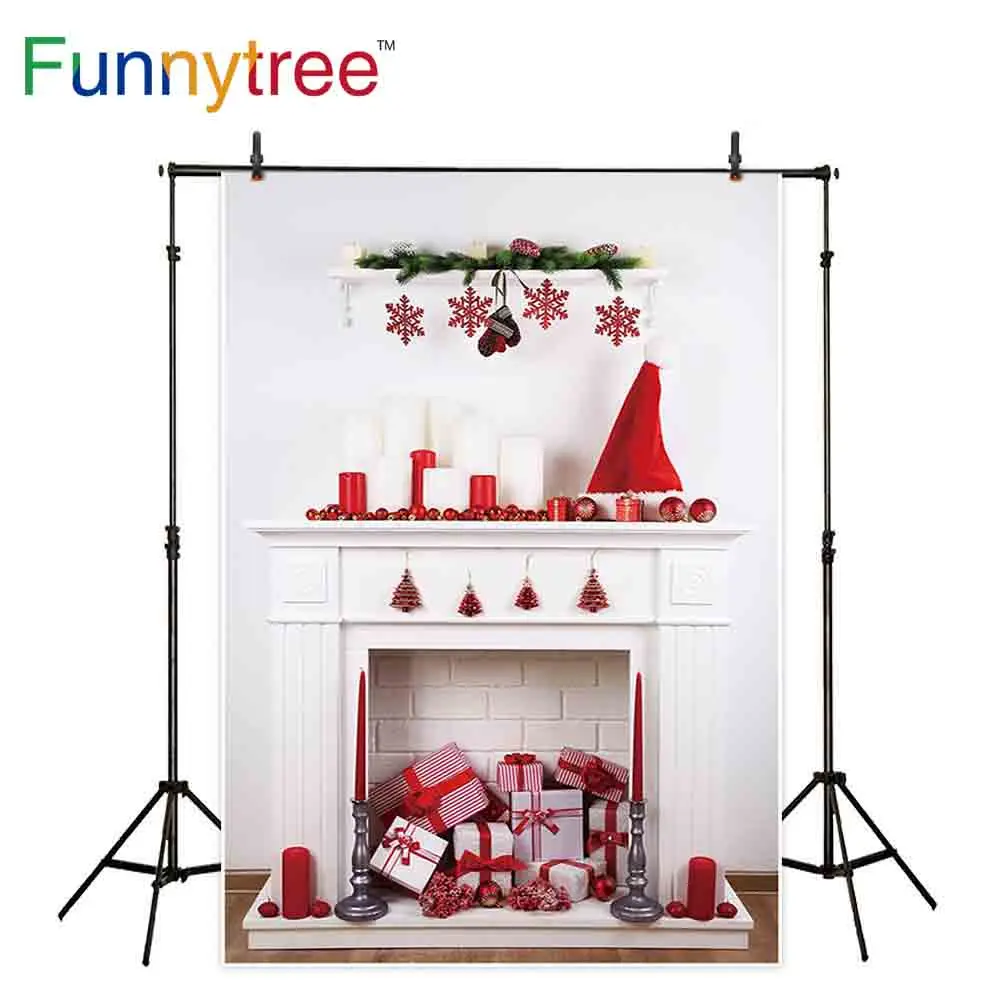 Фотофон Funnytree с белым камином подарки Рождественские украшения для дома фон обои