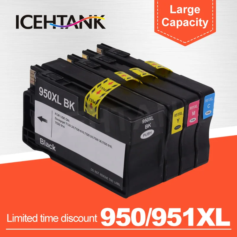 ICEHTANK Совместимость Замена для HP 950 951 XL чернильный картридж 950XL 951XL Officejet pro 8100 8610 8620