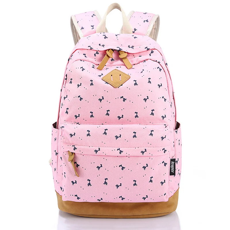 2017 Fashion Pink School Backpacks for Teenage Girls Mochila Escolar Leather Canvas Printing Backpack Bags | Багаж и сумки