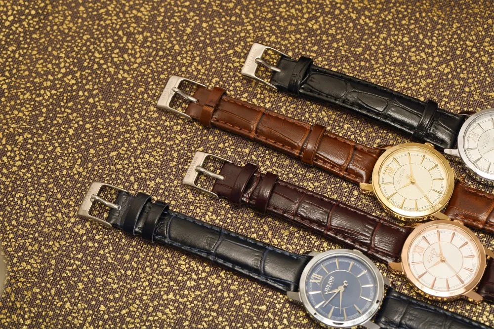 Элегантные женские часы Julius с круглым ремешком и кожаным простые серебристые