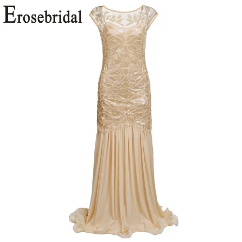 Erosebridal шифоновое, платье-Русалка длинное вечернее платье реальное изображение формальные женская одежда для вечеринки 6 цветов 48 часов с момента доставки - Цвет: Шампанское