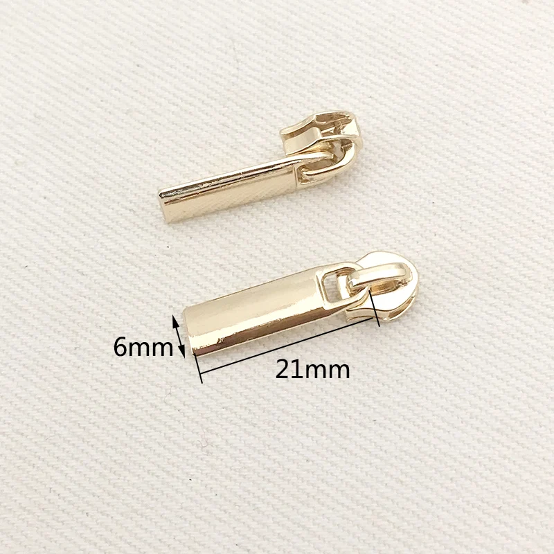 M-6x21mm 10 шт. Lightgold металлические ползунки для молнии для 3# нейлоновые молнии куртки одежда молнии головы молния Ремонтный комплект DIY сумка Аксессуары - Цвет: M-6x21mm