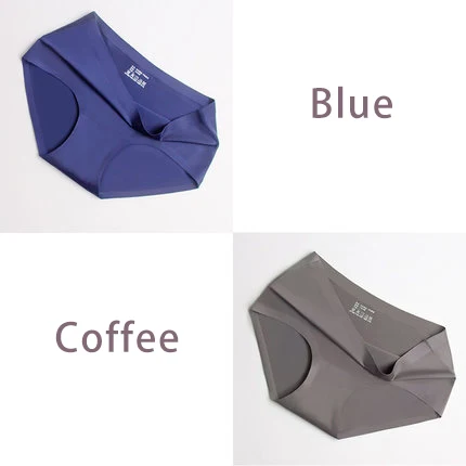 Blue Coffee Женские трусы, шелковые бесшовные трусики со средней посадкой, Прозрачное нижнее белье, женское сексуальное бикини, трусики для девочек, нижнее белье, трусы DULASI - Цвет: Blue Coffee