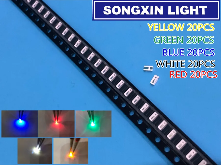 100 шт./лот 5 цветов 3014 SMD светодиодный супер яркий красный/зеленый/синий/желтый/белый прозрачный СВЕТОДИОДНЫЙ светильник