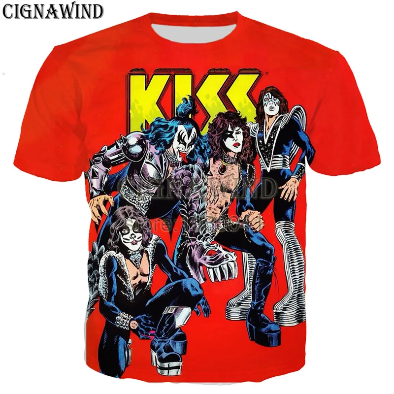 New Anime Harajuku streetwear tops KISS Hard Rock Pop Metal 3D Printed t shirt men women t-shirts summer casual funny shirts | Мужская