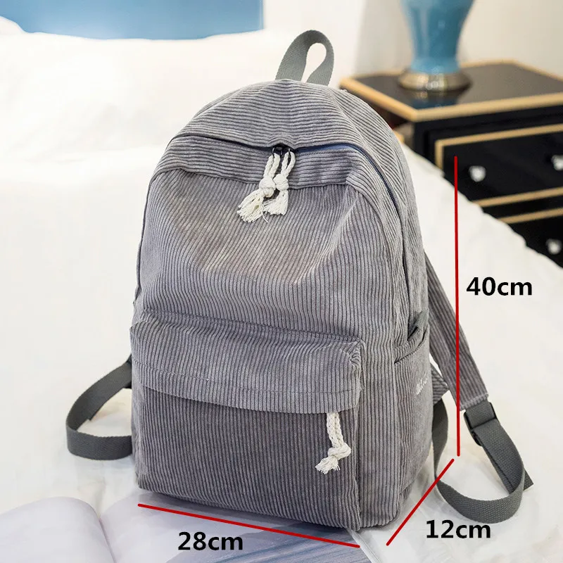Брендовый модный вельветовый женский рюкзак школьный Mochila простой для девочки