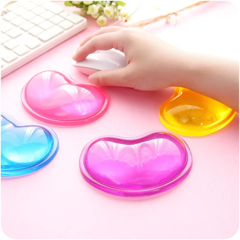 В форме сердца мягкий клей чистое масло силикагель кристалл коврик для мыши
