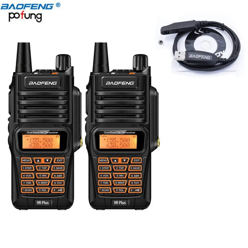 Портативная рация Baofeng UV 9R Plus мощная Двухдиапазонная радиостанция 8 Вт дальность