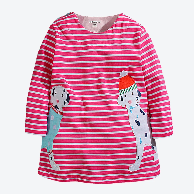 

Baby Girls Long Sleeve Dress Cute Animal Applique Embroidery Kids Dresses For Girls New Clothing Style Children Clothes 1-6 Yrs