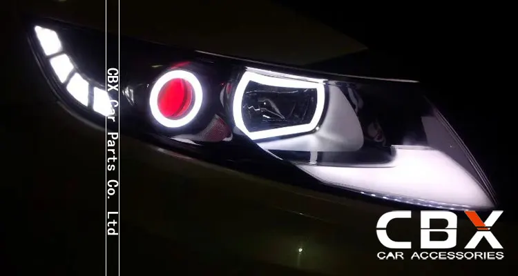 Эксклюзивный светодиодный глаз ангела для KIA K5 квадратной формы и круглой формы 4 шт. на заказ DRL двойной цвет белый+ желтый