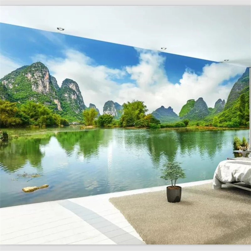 Обои на заказ для гостиной спальни фотообои HD Guilin пейзажи чистая вода шоу