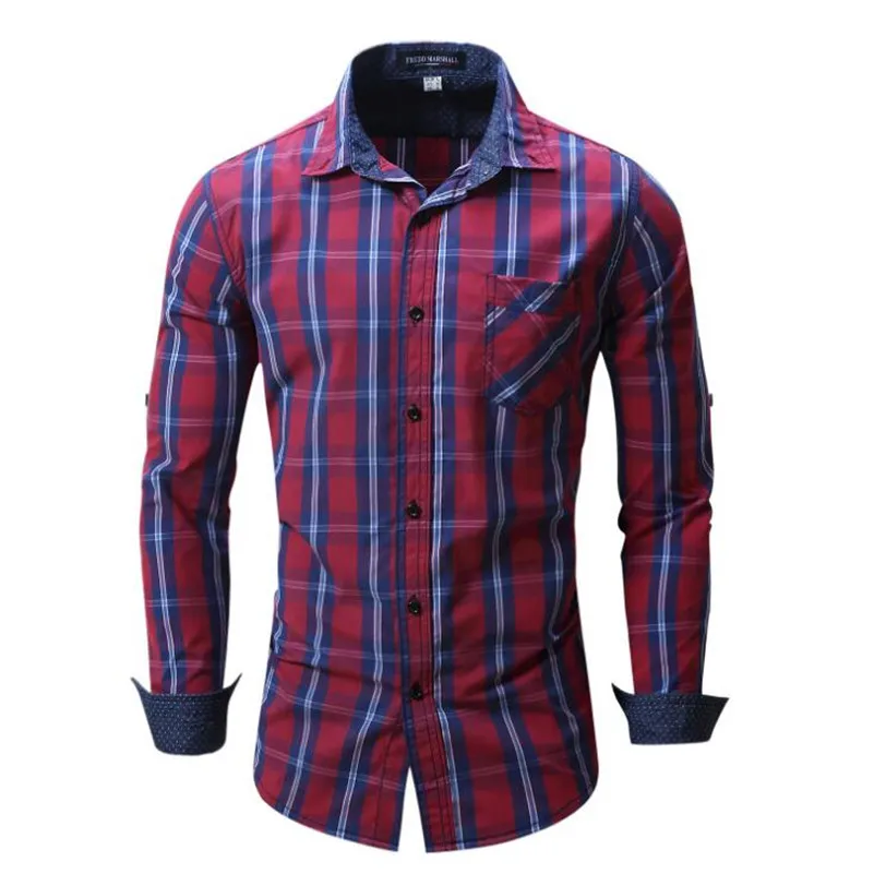 Camisa masculina 2017 Мужская Мода Рубашки в клетку Повседневная рубашка с длинным рукавом